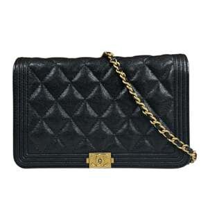 CHANEL Authentic Black Caviar Leather Wallet